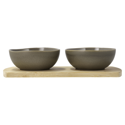 Shoku Bamboo tray with 2 bowls
